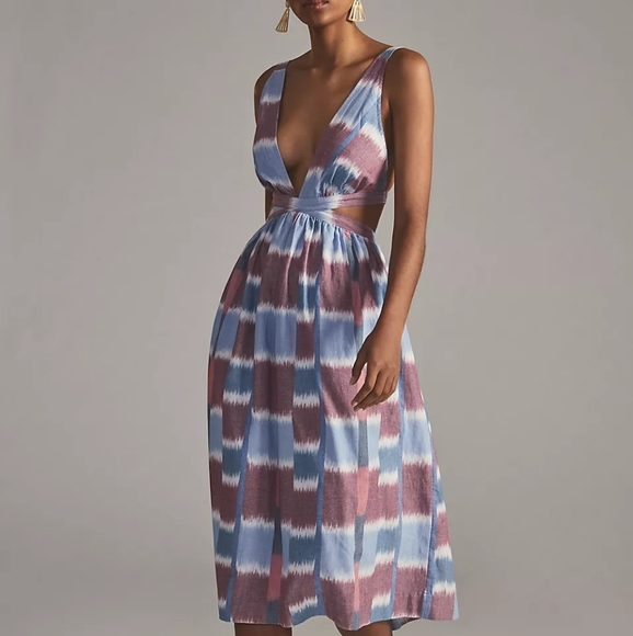 Anthropologie Deep-V Midi Dress - Picture 2 of 5